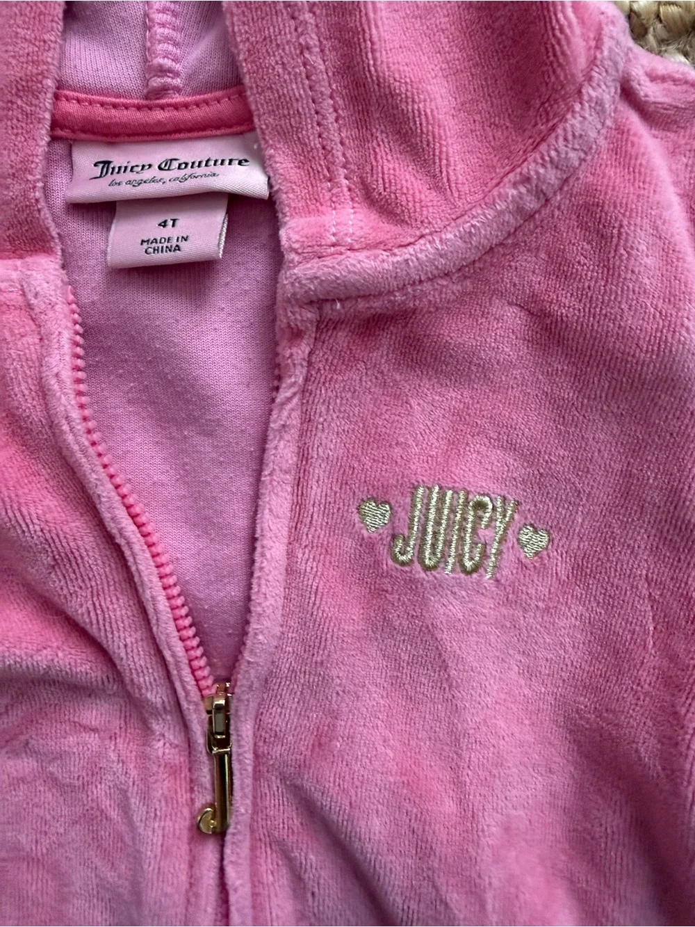 Juicy Couture Girls Pink Velour Tracksuit Set 4T Hoodie Joggers Matching